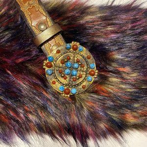 Vintage Boho Leather Belt with statement buckle